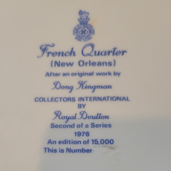 Vtg Porcelain "French Quarter" Ltd Ed.  Plate by Dong Kingman - Picture 4 of 4